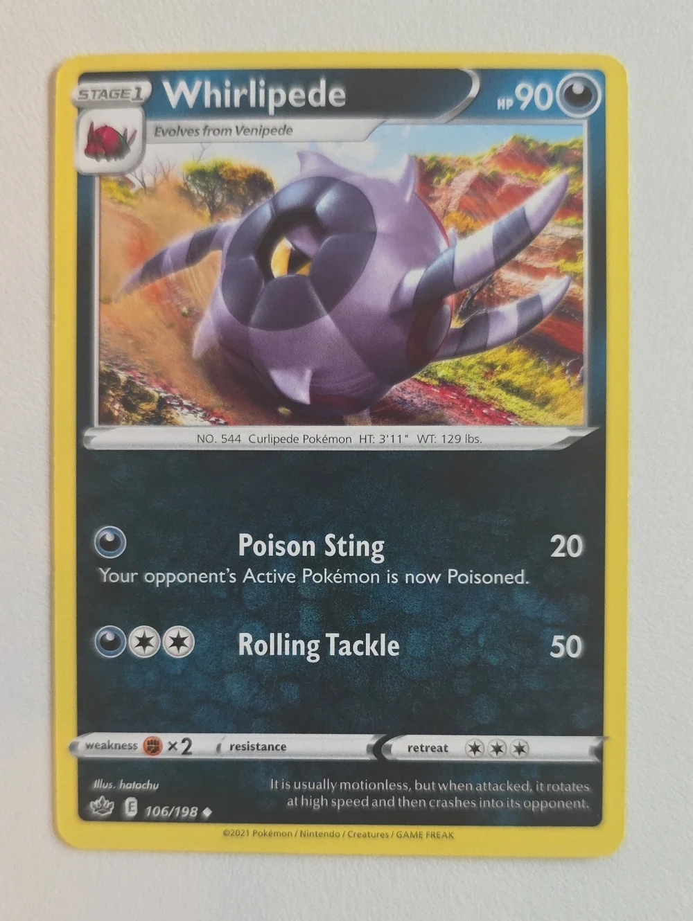Pokemon Venipede And Whirlipede Card